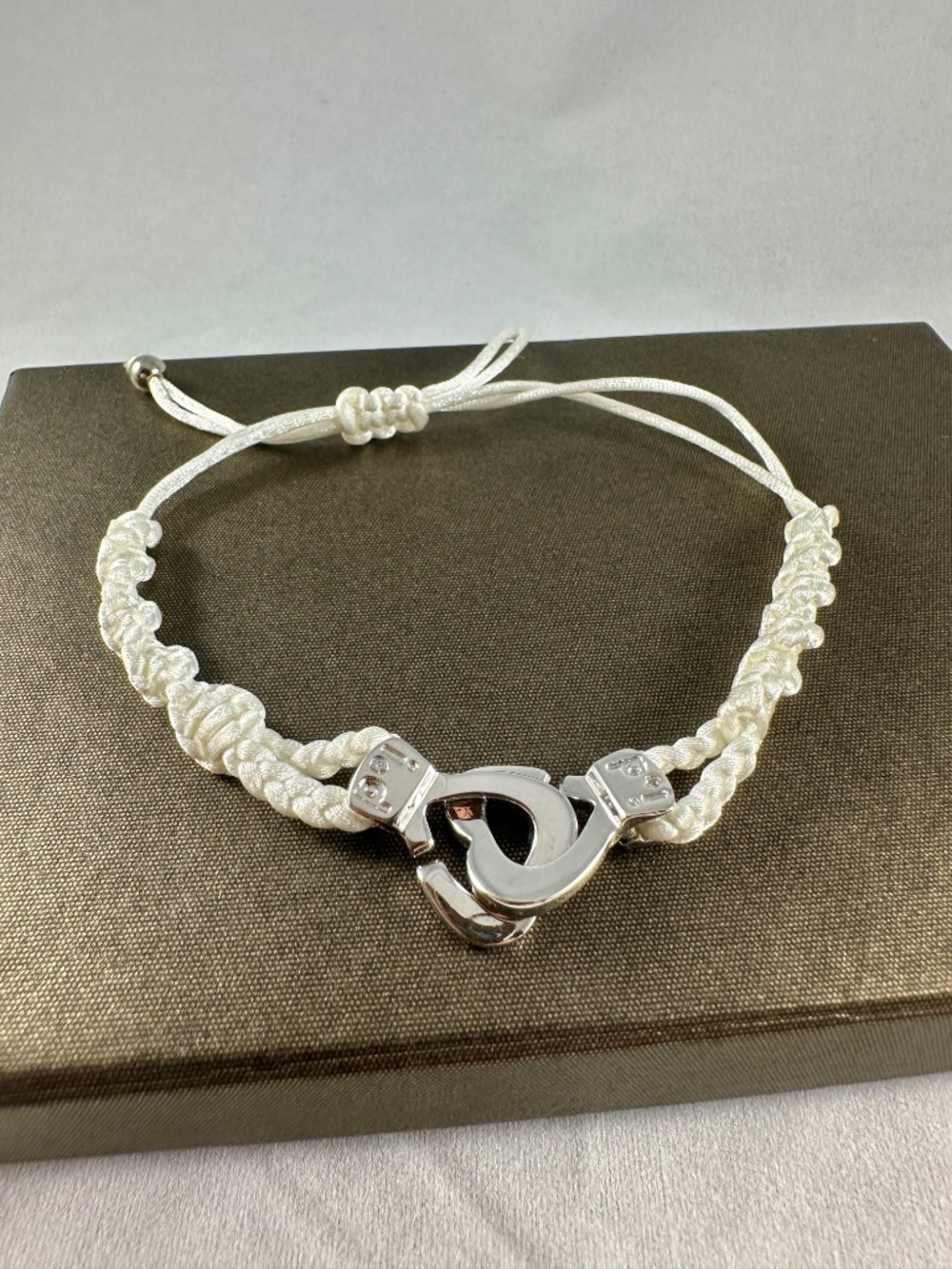 Igal Dahan Cuffs of Love White Cord Crystal Handcuff Bracelet